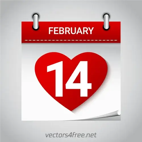 valentines day february 14 heart calendar icon vector