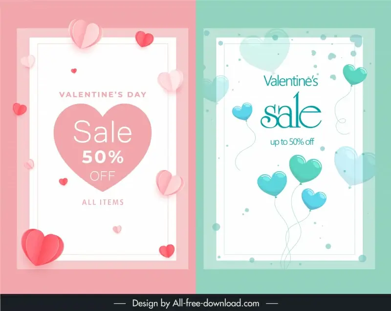 valentines day sale banner template heart shapes balloon decor
