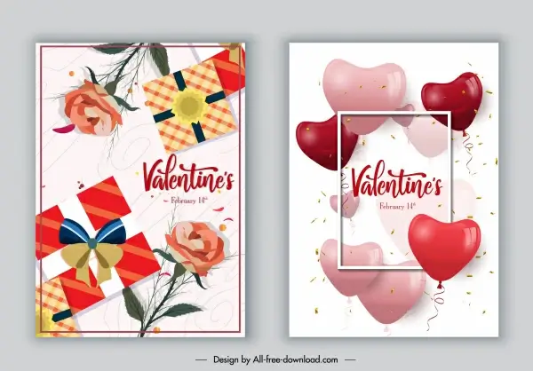 valentines poster templates modern bright floras gifts hearts