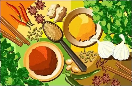 variety of seasonings and ingredients psd layered