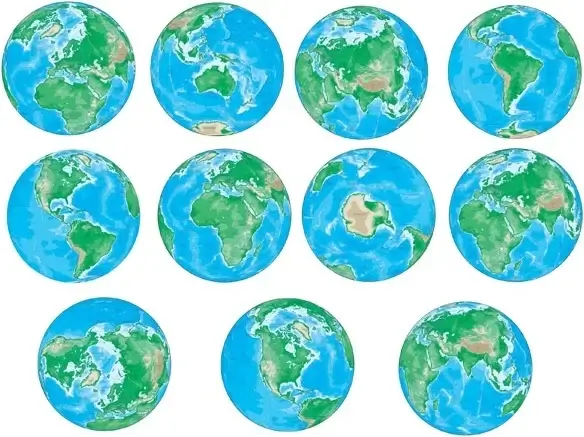 various angles of the earth vector