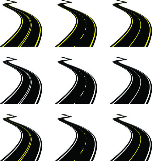 various asphalt roads vector