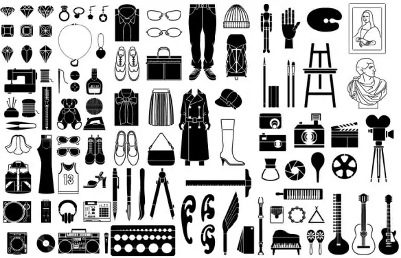 various elements of vector silhouette or even goods 99 elements