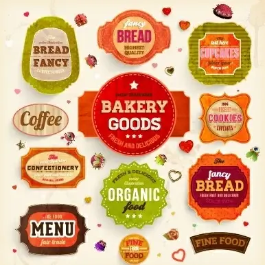various food label vector set