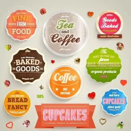 various food label vector set