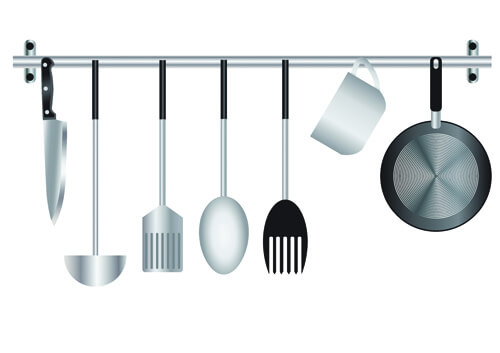 various kitchen cutlery set vector
