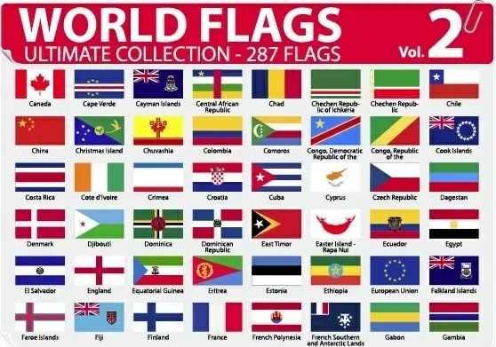 Various of world flags vector set Vectors graphic art designs in ...