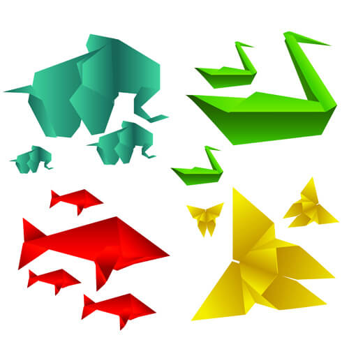 various origami animals design vector