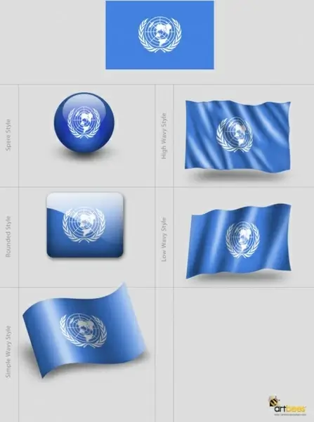 various styles of flag template psd layered