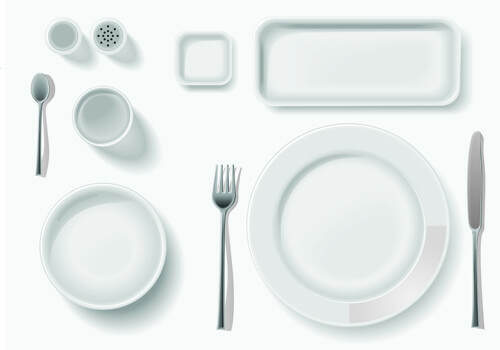 various tableware elements vector set