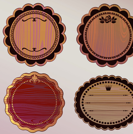 various wooden label design vector