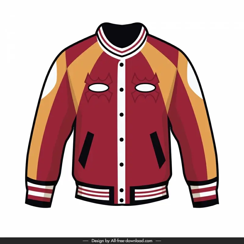 varsity jacket design template symmetric design flat handdrawn 