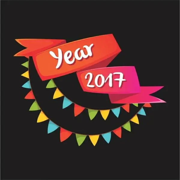 vector 2017 festival color decoration ribbon 