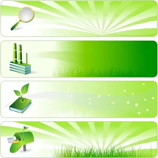 ecological background templates green object icons decor