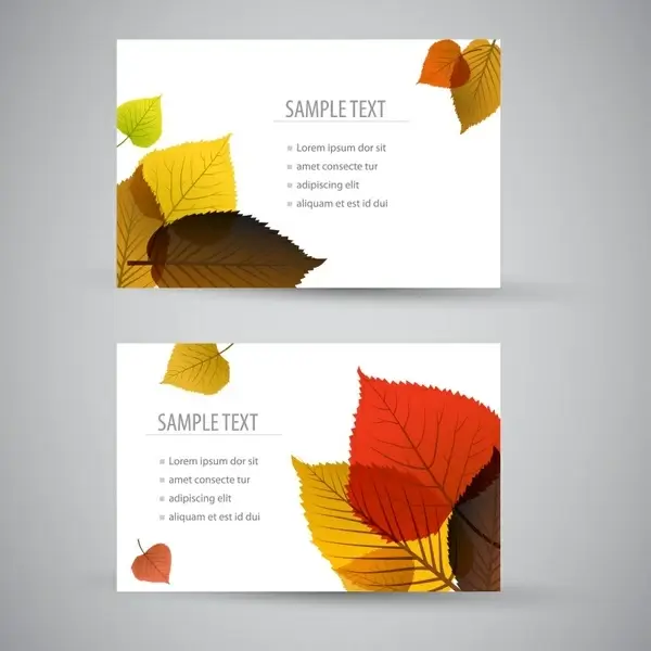 autumn card templates elegant flat leaf decor