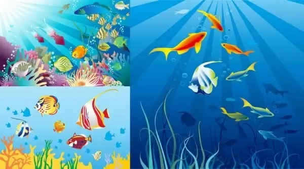 vector beautiful underwater world