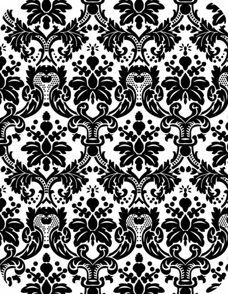 decorative pattern black white classical symmetric repeating sketch