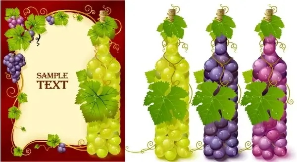 vector bottle filled with grapes