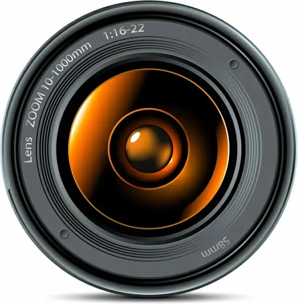 camera lens icon closeup realistic sketch modern design