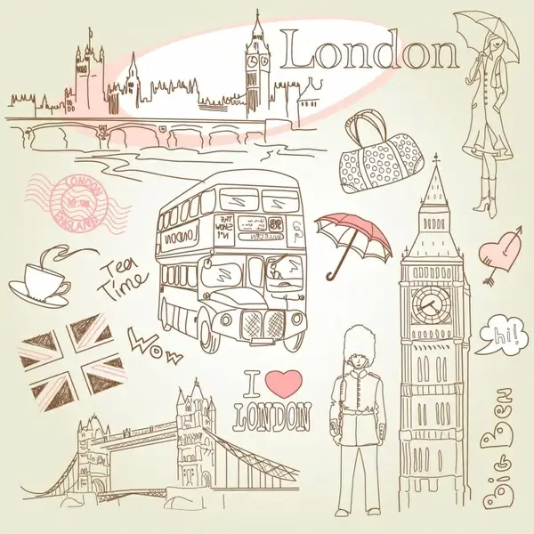 london design elements handdrawn icons sketch