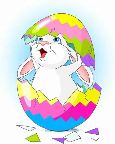 easter background cute bunny hatched egg cartoon design