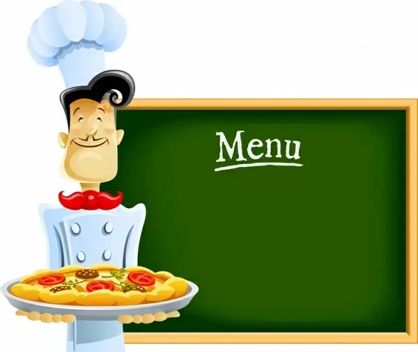 restaurant menu background board cook sketch cartoon design