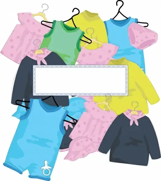 baby shop advertising background colorful flat clothes sketch
