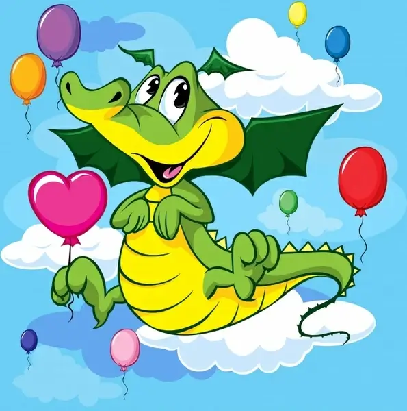 dragon background cute cartoon sketch colorful bright