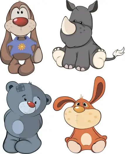 vector cartoon funny animals set