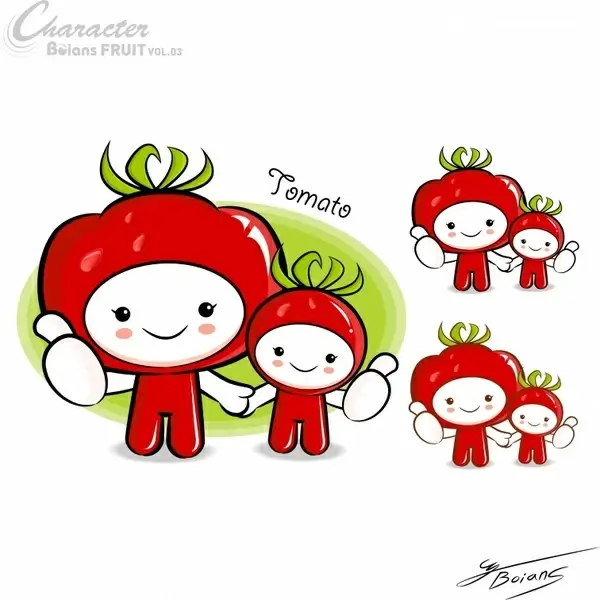 tomato costume icons cute kids cartoon characters