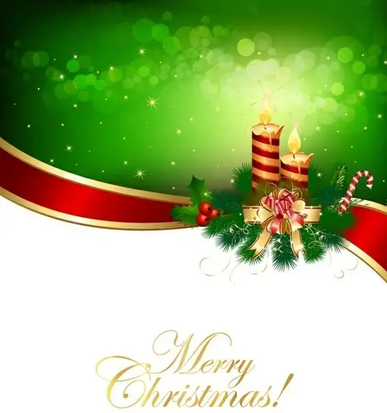 vector christmas background with ribbon and candle