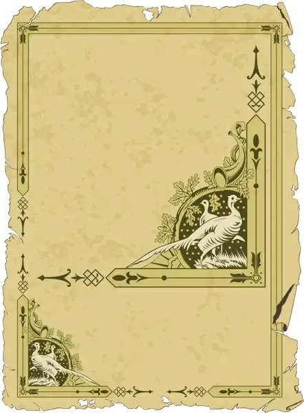 border template elegant european retro peafowl sketch