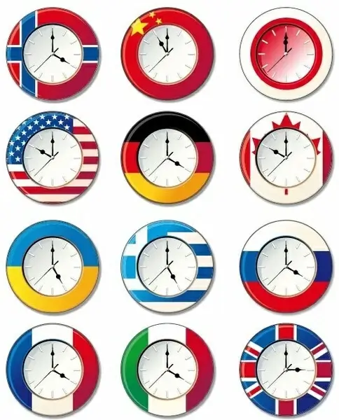 Vector Clock with Different National Flags