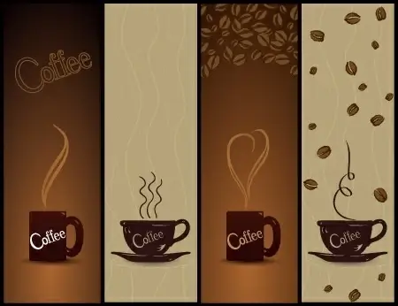 coffee banners design cups beans decoration dark style