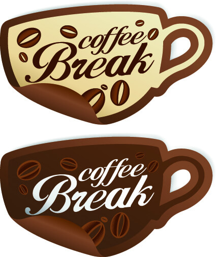 vector coffee break stickers elements