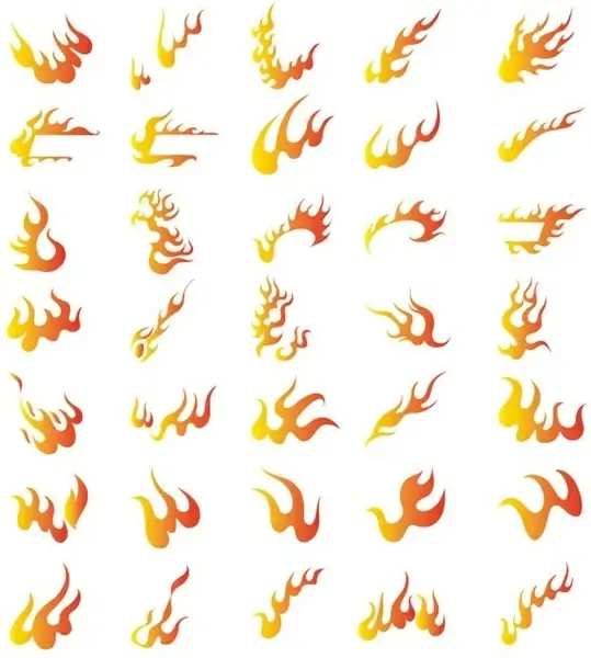 vector collection of different fire symbols