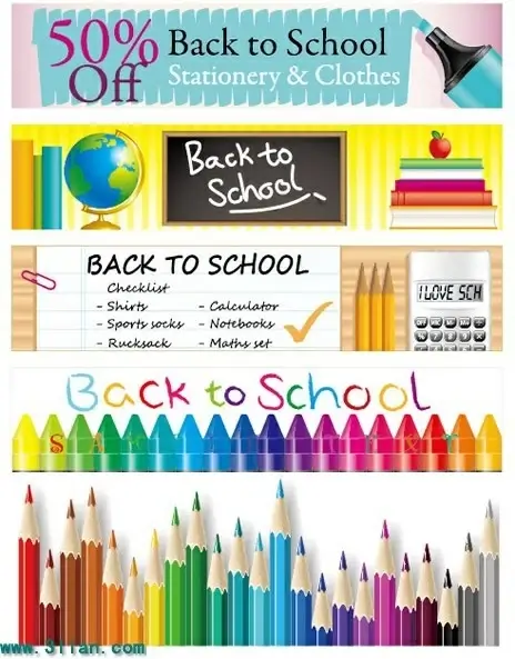 back to school banners educational tool icons decor