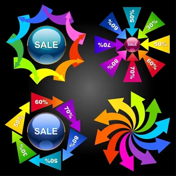 sale infographic elements colorful modern circular shapes
