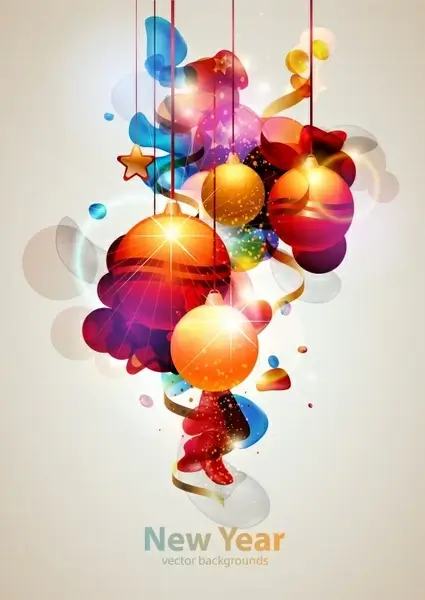 xmas new year background modern sparkling baubles decor