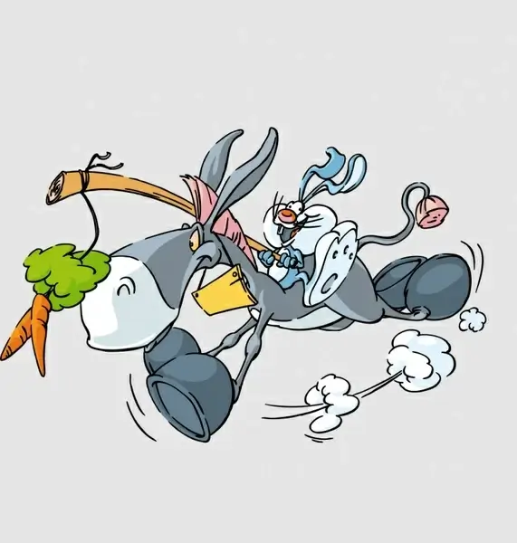 fable tale background funny rabbit donkey sketch