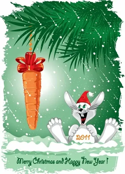 christmas background cute rabbit carrot icons decor
