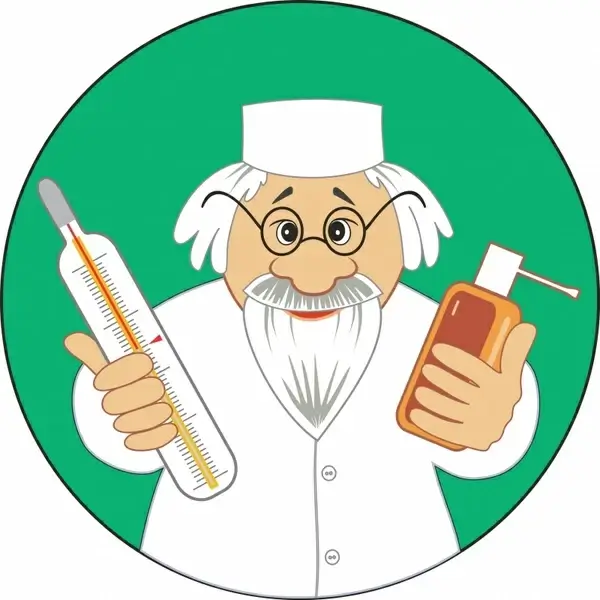 medical background doctor icon cartoon character circle isolation