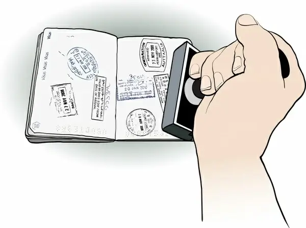passport sealing background 3d handdrawn sketch