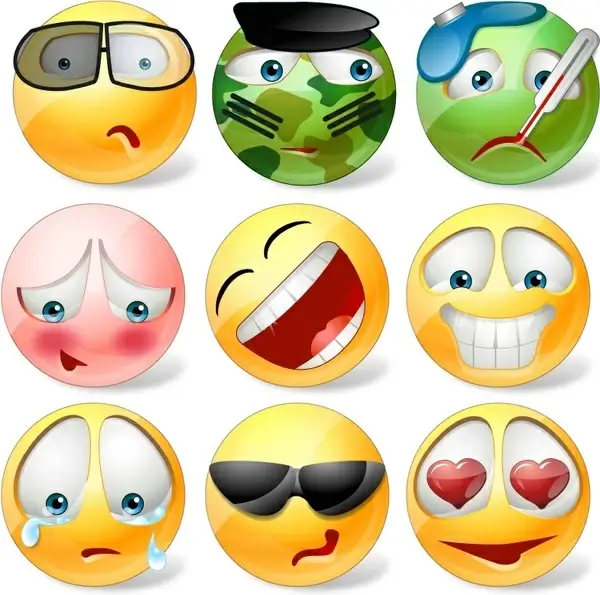 emotional icons collection cute circle face design