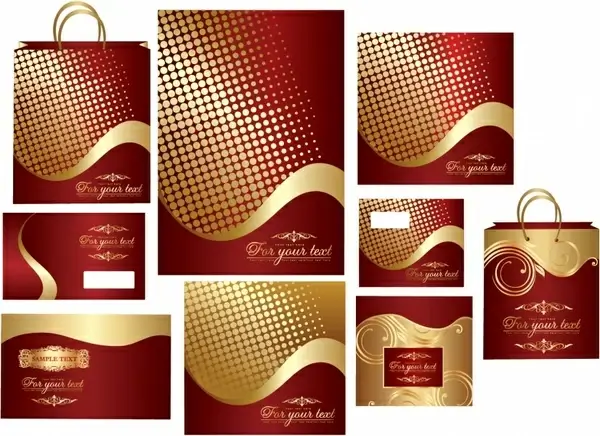 decorative pattern templates red golden design elegant curves