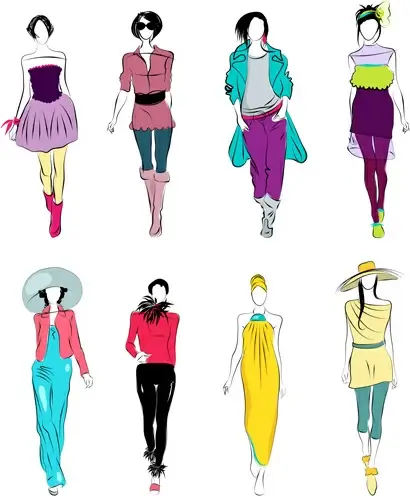 vector fashion girls design elements