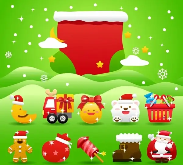 christmas background cute symbols colorful sparkling modern