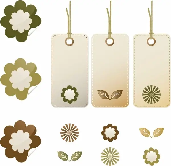 decorative hang tags templates elegant flora leaves decor
