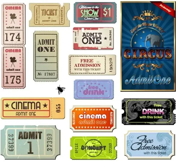 vector foreign nostalgic movie ticket