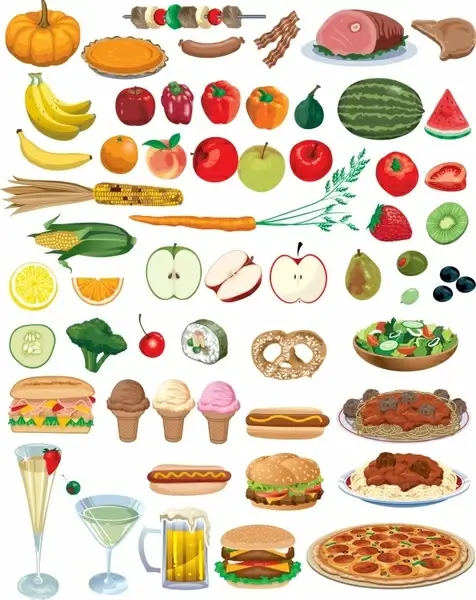 nutrition background food vegetables icons colored modern design